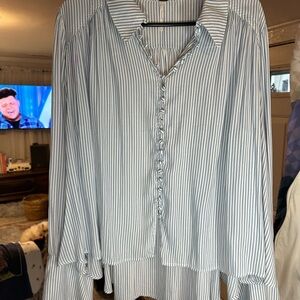 Classic blue striped free people blouse